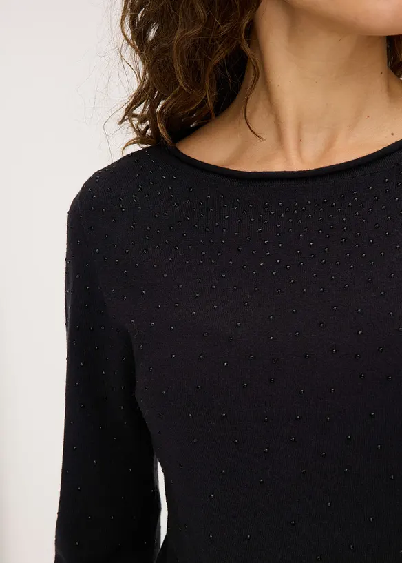 Finstrikket genser i lett viskosemiks, bonprix