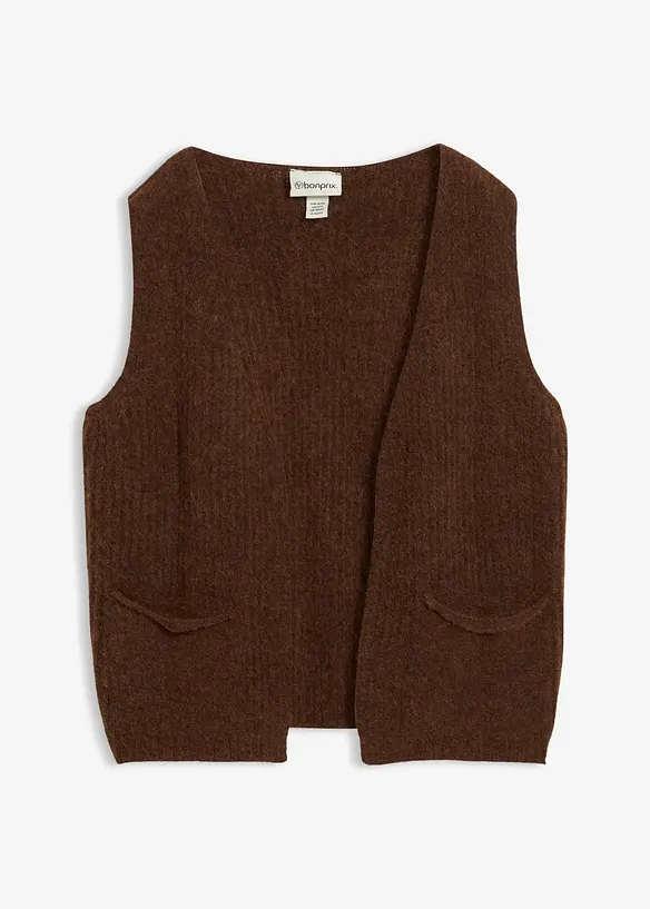 Grovstrikket  vest av alpakkaull, bonprix