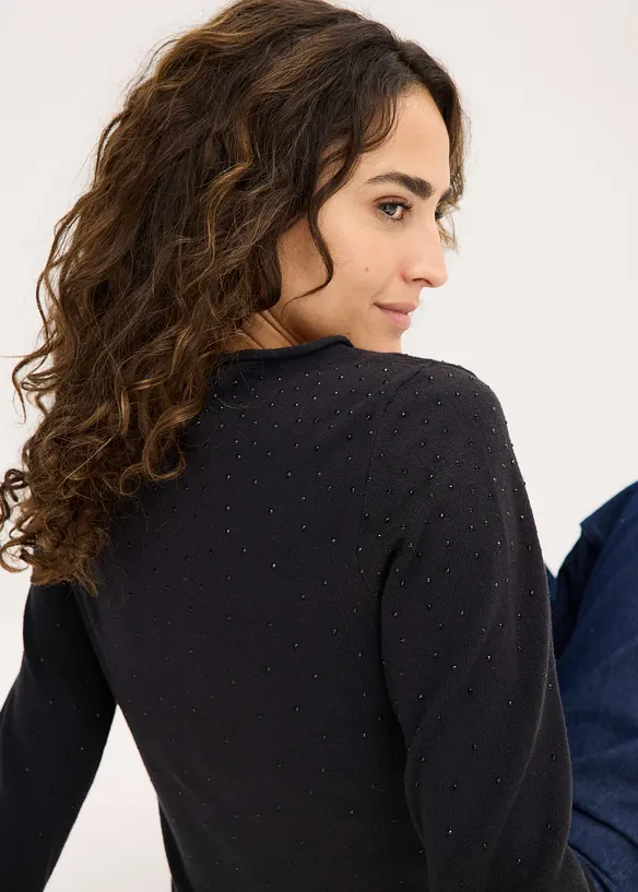 Finstrikket genser i lett viskosemiks, bonprix