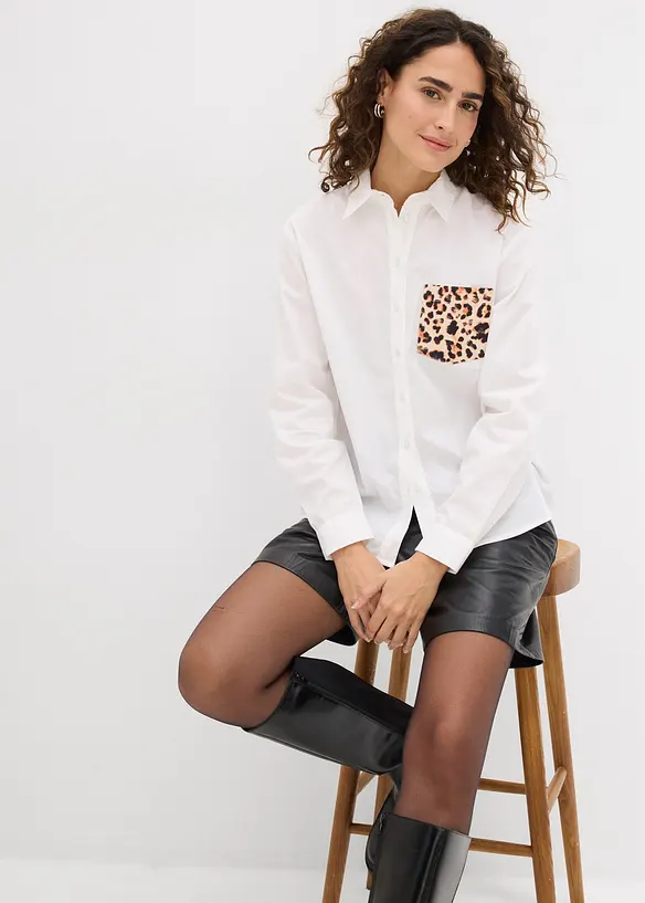 Oversized skjorte med lomme i kontrastfarge, bonprix