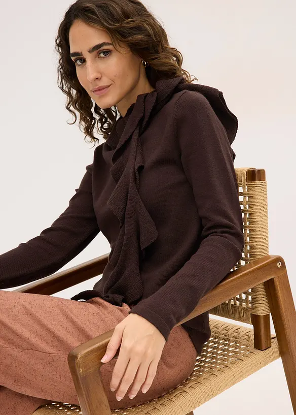 Finstrikket genser i lett viskosemiks, bonprix