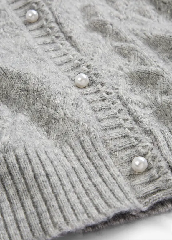 Cardigan med ull og hullmønster, bonprix