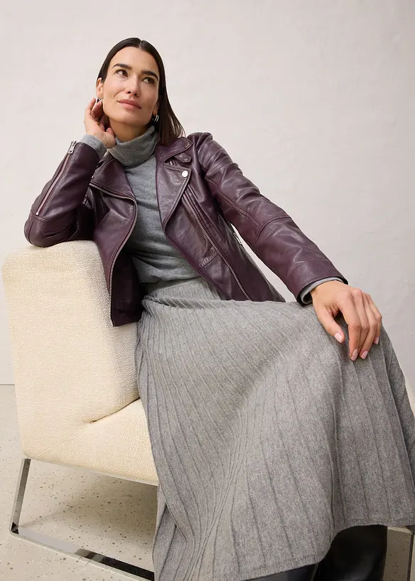 Strikket skjørt med merinoull, bonprix