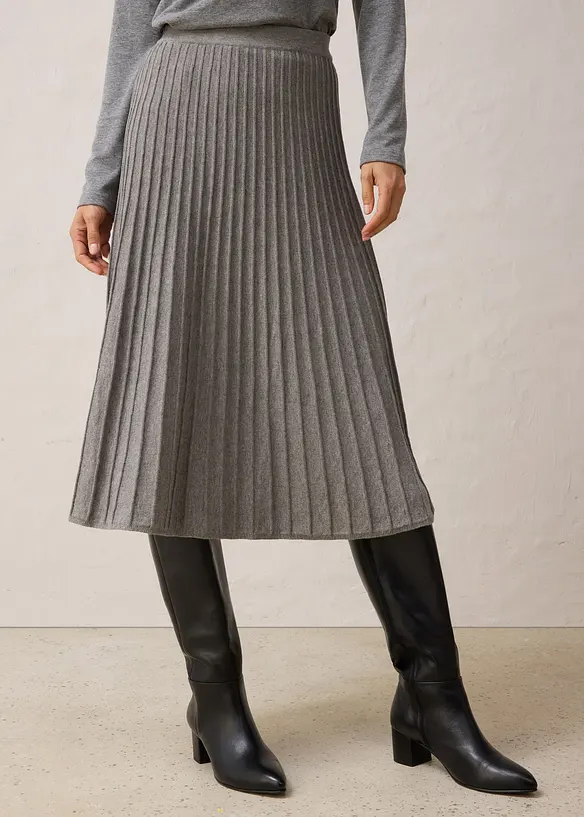 Strikket skjørt med merinoull, bonprix