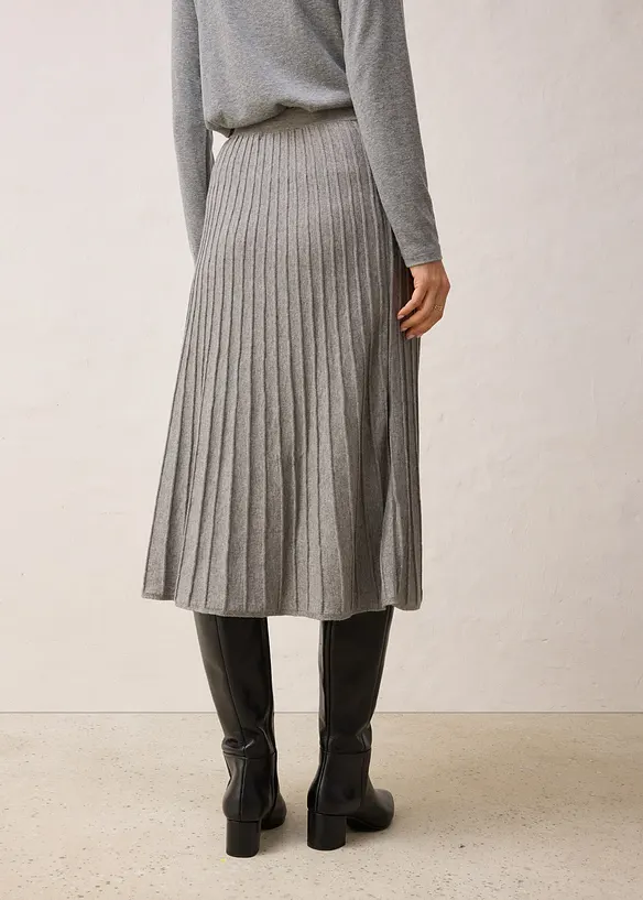 Strikket skjørt med merinoull, bonprix