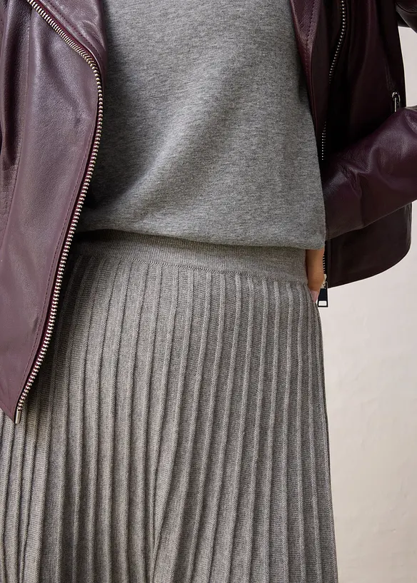 Strikket skjørt med merinoull, bonprix