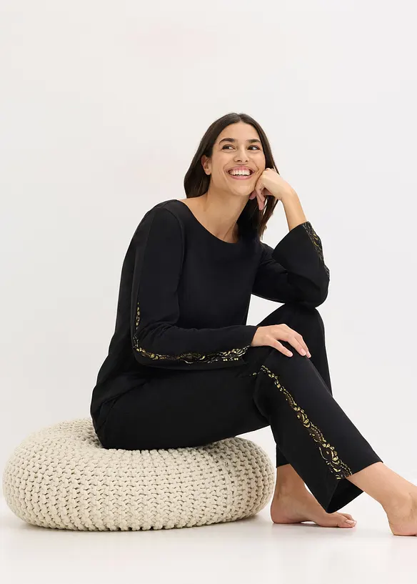 Pyjamas med fine, glitrende blonder, bonprix