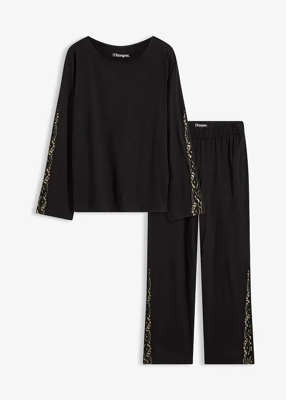 Pyjamas med fine, glitrende blonder, bonprix