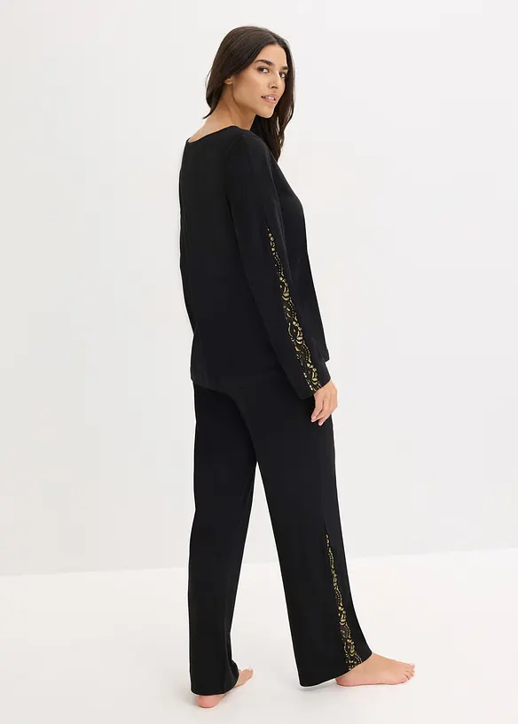 Pyjamas med fine, glitrende blonder, bonprix