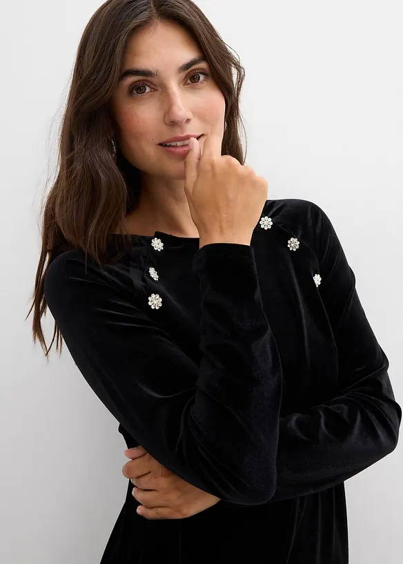 Festlig 2-i-1-mamma- og ammekjole av myk fløyel, bonprix