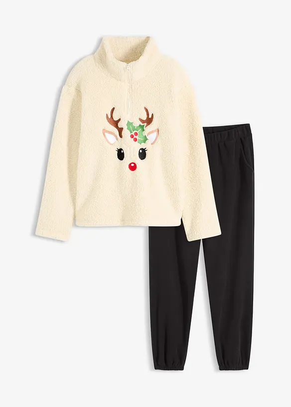 Loungewear-joggedress i pilé med fleecebukse, bonprix