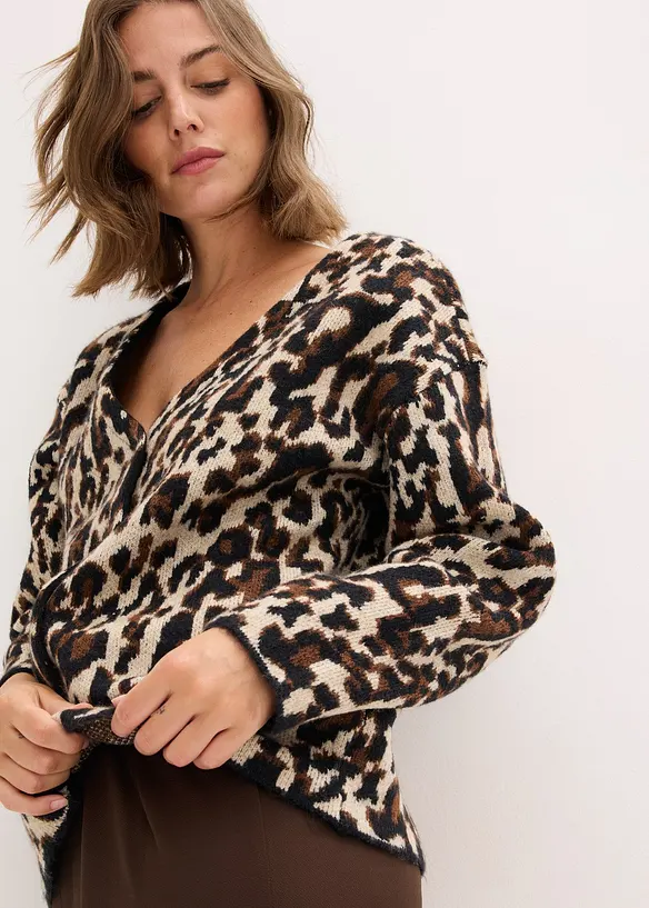 Jacquard strikkejakke, bonprix