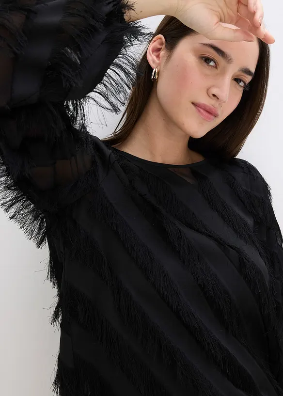 Bluse med frynser, bonprix