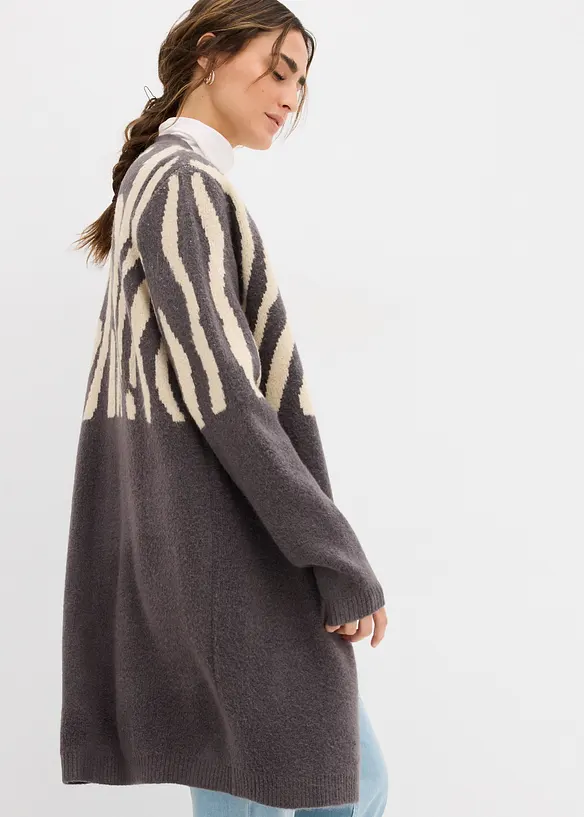 Strikket kåpe med sebratrykk, bonprix