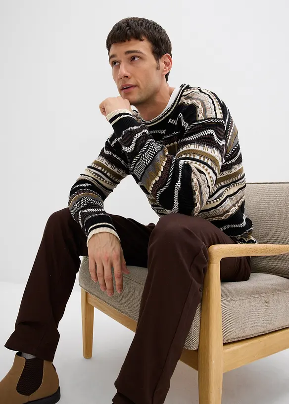 Grovstrikket genser i 100% bomull, bonprix