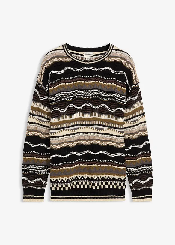 Grovstrikket genser i 100% bomull, bonprix