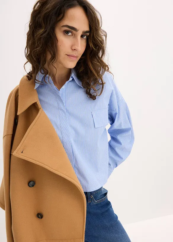 Oversized skjorte i bomullsmiks, bonprix