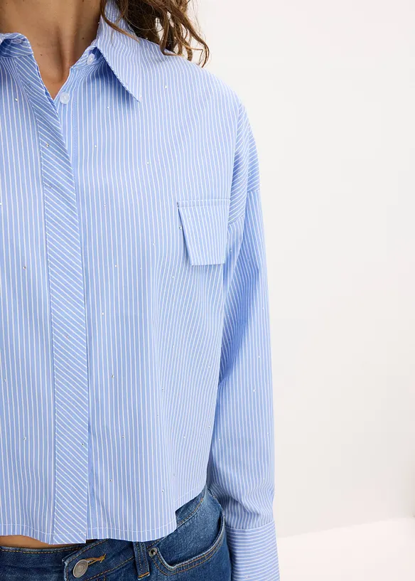 Oversized skjorte i bomullsmiks, bonprix