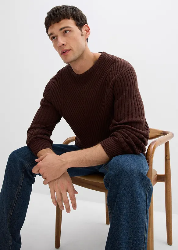 Ribbet genser av bomullsmiks, bonprix