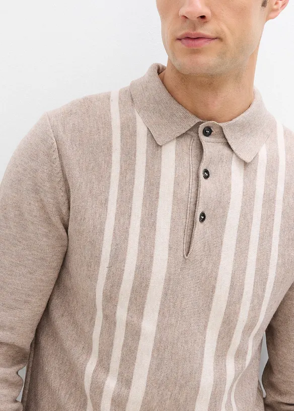 Finstrikket genser med krage, Slim Fit, bonprix