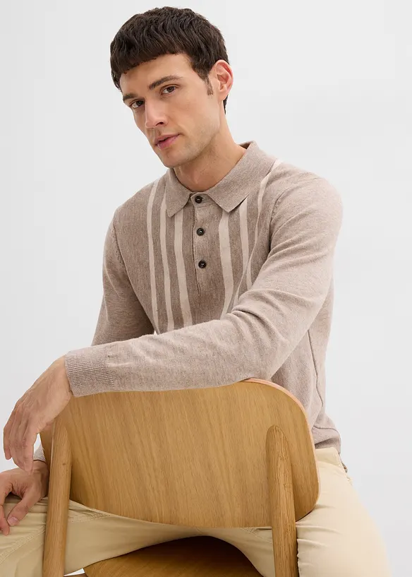 Finstrikket genser med krage, Slim Fit, bonprix