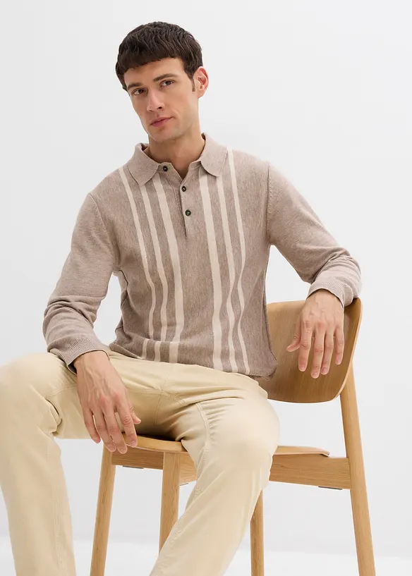 Finstrikket genser med krage, Slim Fit, bonprix