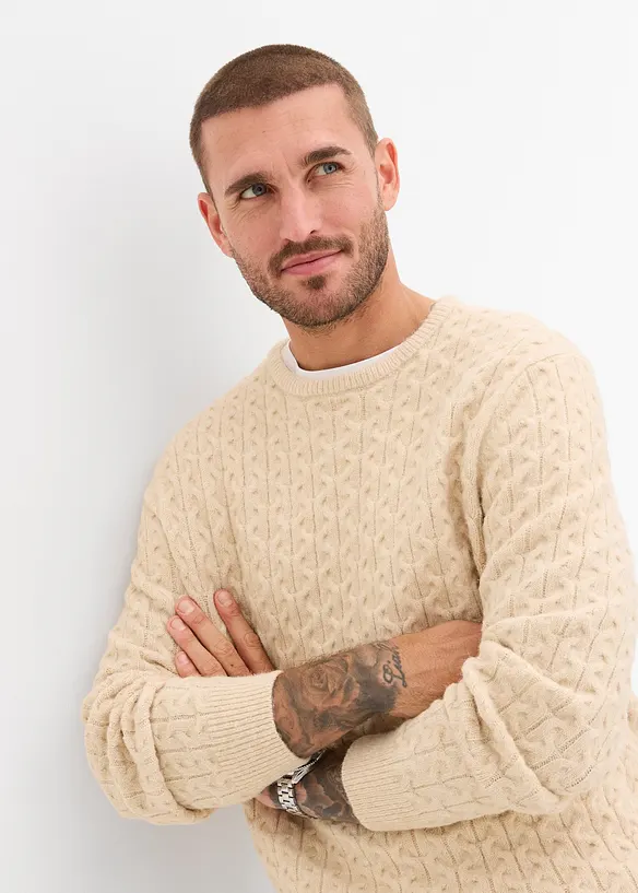 Finstrikket genser med strukturmønster, bonprix