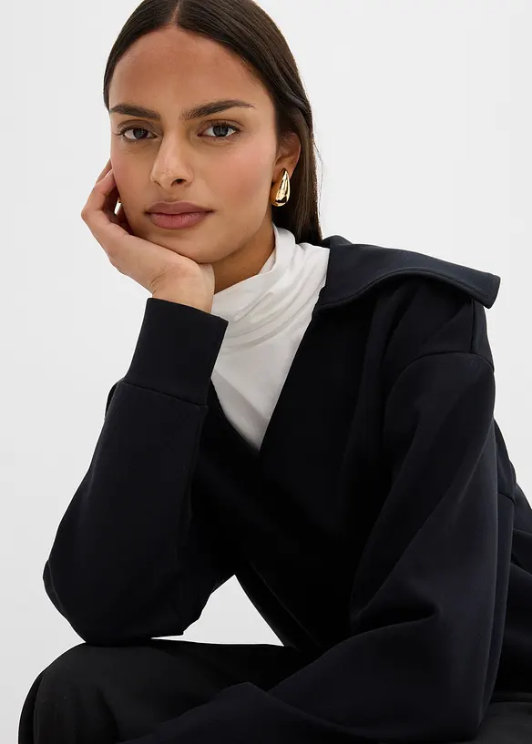 Langermet topp i viskosemiks med stor krage, bonprix