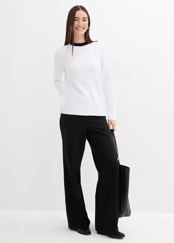 Langermet topp i viskosemiks med kontrastfarget innfelling i halsen, bonprix