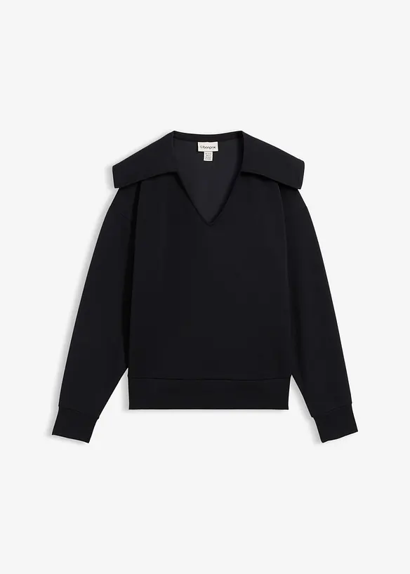 Langermet topp i viskosemiks med stor krage, bonprix