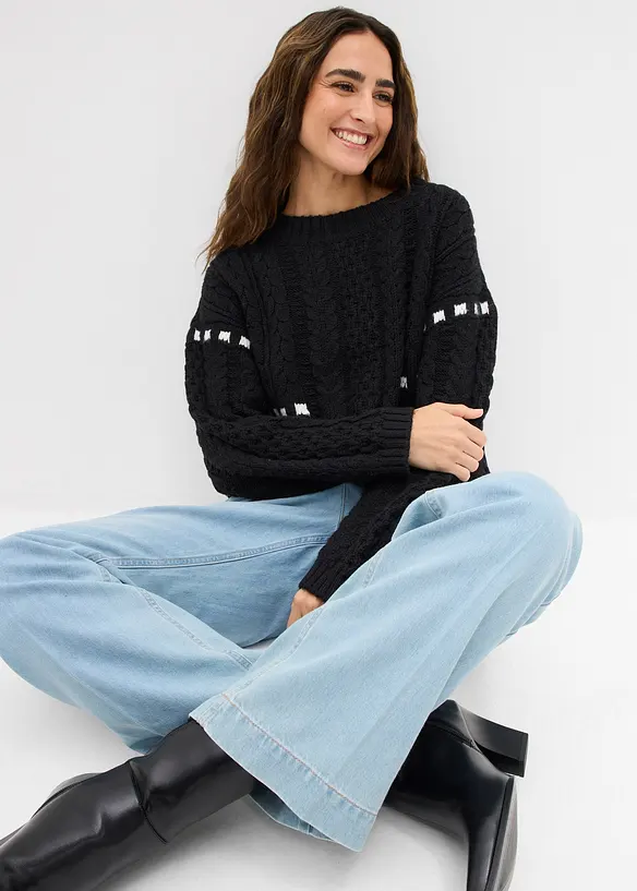 Kabelstrikket genser, bonprix