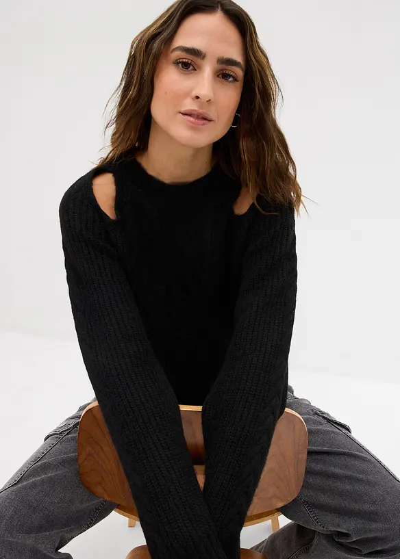 Kabelstrikket genser, bonprix