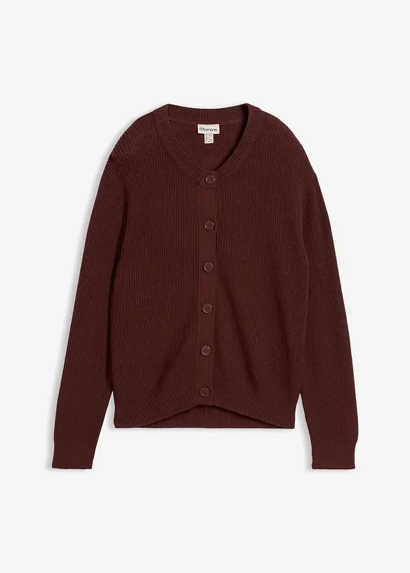 Finstrikket cardigan med rund hals, bonprix