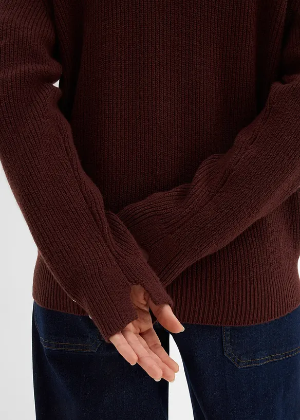 Finstrikket cardigan med rund hals, bonprix