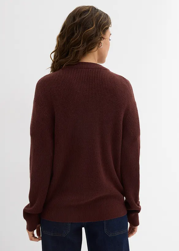 Finstrikket cardigan med rund hals, bonprix