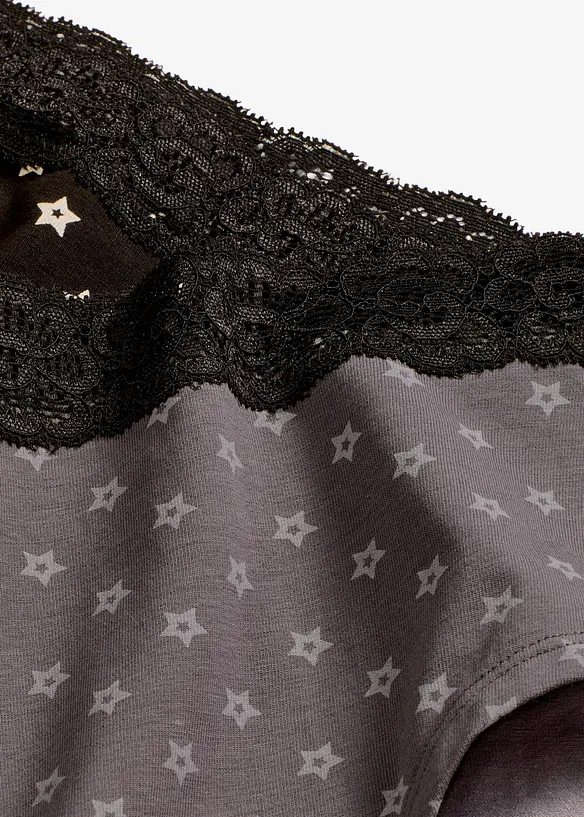 Truse med høy midje, økologisk bomull og blonder (4-pack), bonprix