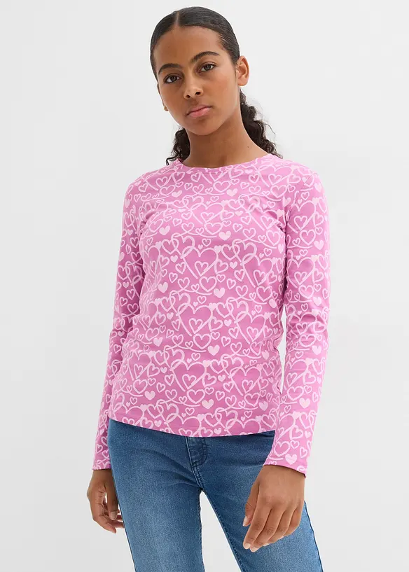 Langermet topp med økologisk bomull (3-pack), bonprix