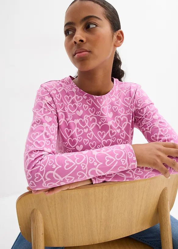 Langermet topp med økologisk bomull (3-pack), bonprix