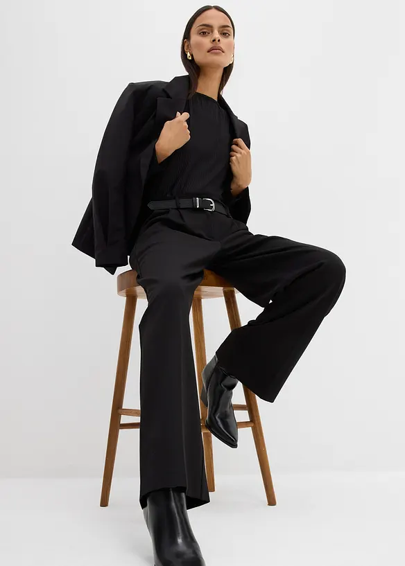 Bukse med legg i viskosemiks, bonprix