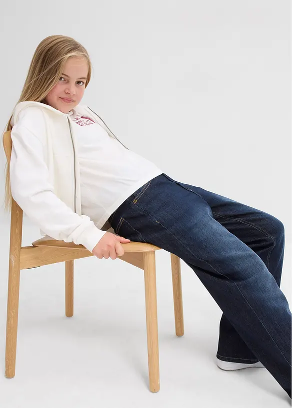 Wide-leg-termojeans med jerseyfôr, Mid Waist, bonprix