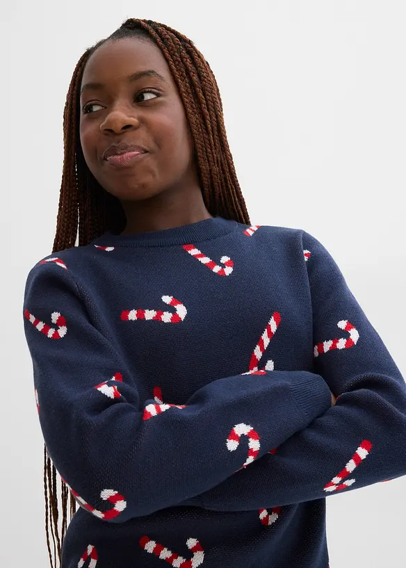 Finstrikket genser med julemotiv, bonprix