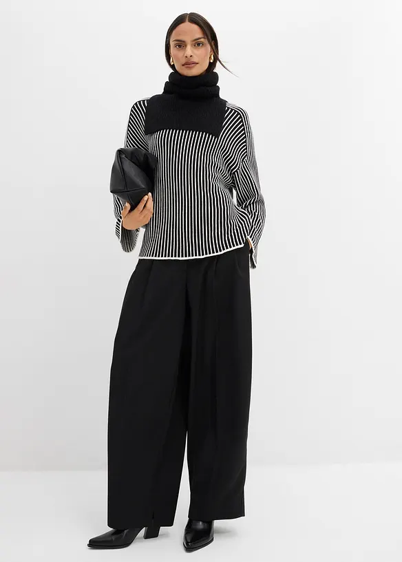 Genser i viskosemiks med halvhøy hals, bonprix