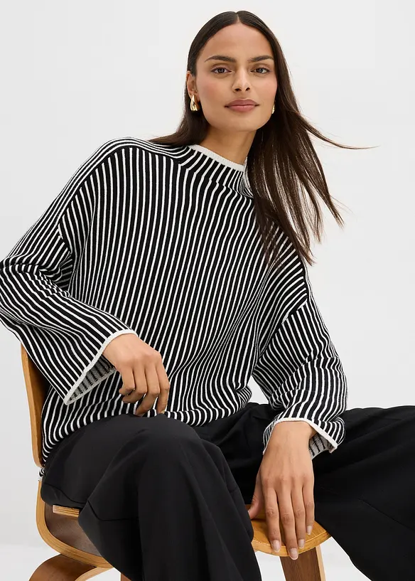 Genser i viskosemiks med halvhøy hals, bonprix