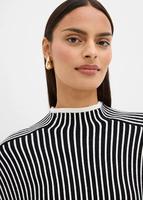 Genser i viskosemiks med halvhøy hals, bonprix