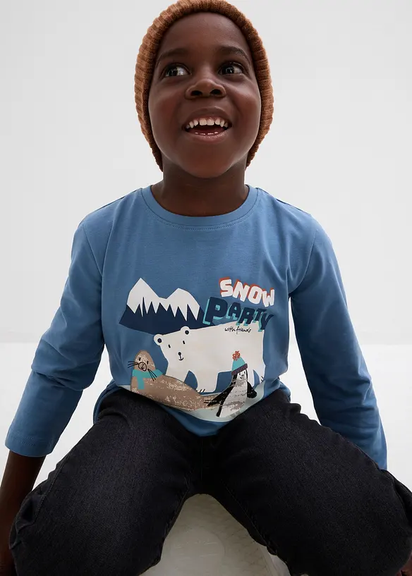 Langermet topp med økologisk bomull (3-pack), bonprix