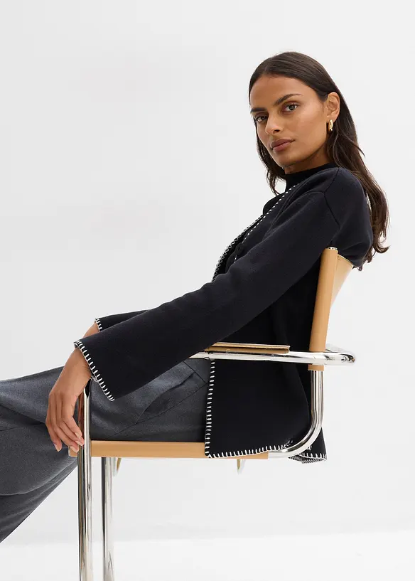 Cardigan i ullmiks med kontrastfargede detaljer, bonprix