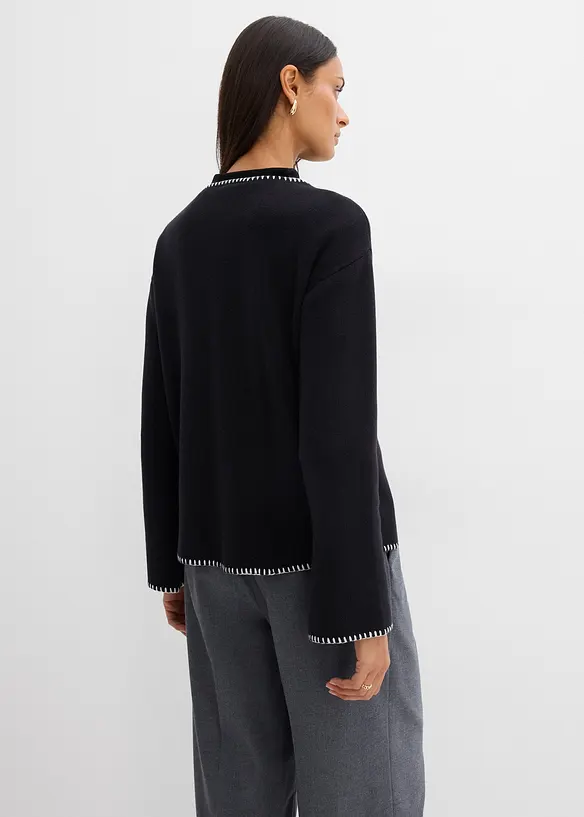 Cardigan i ullmiks med kontrastfargede detaljer, bonprix