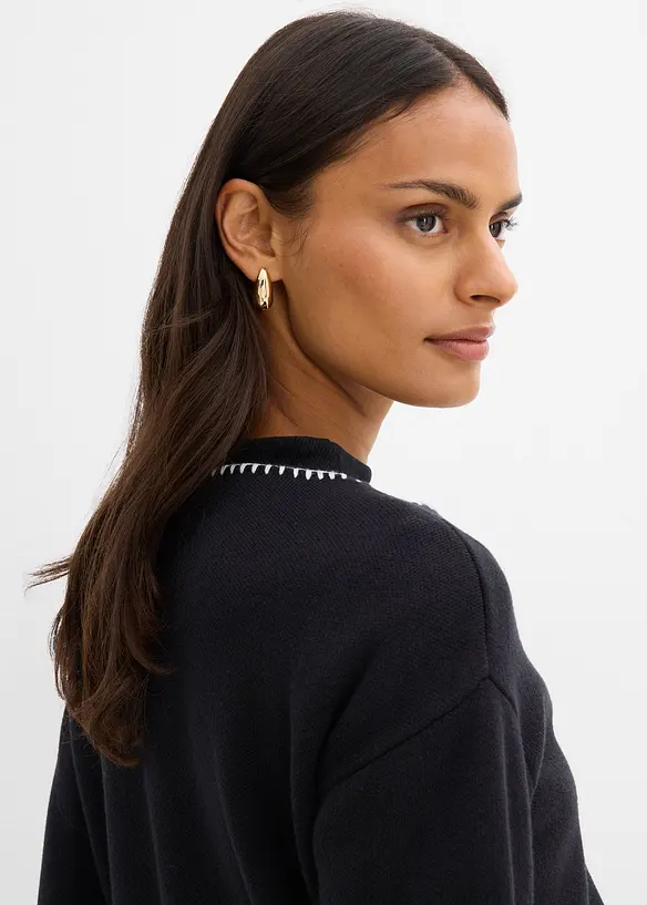 Cardigan i ullmiks med kontrastfargede detaljer, bonprix