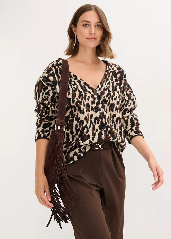 Jacquard strikkejakke, bonprix