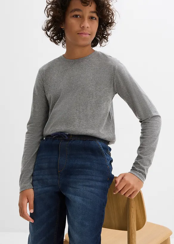 Varmende Regular Fit-pull on-jeans med jerseyfôr, Straight, bonprix